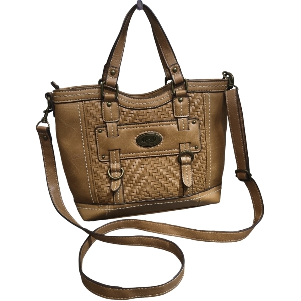 b.o.c. shoulder bag with versatile handles/Tan w/ antique brass hardware